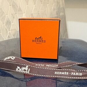 Hermès Vibrant Orange Gift Box with Dark Brown Ribbon
